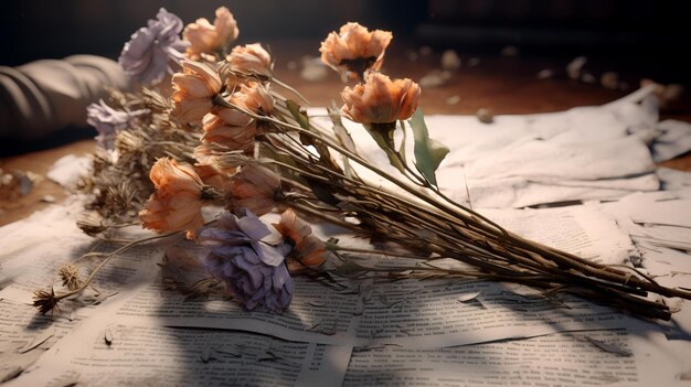 Old paper and dried flowers