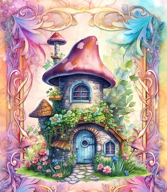 Old paper fantasy fairy house vintage junk journal digital paper