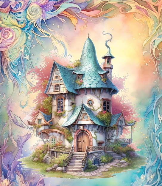 Old paper fantasy fairy house vintage junk journal digital paper