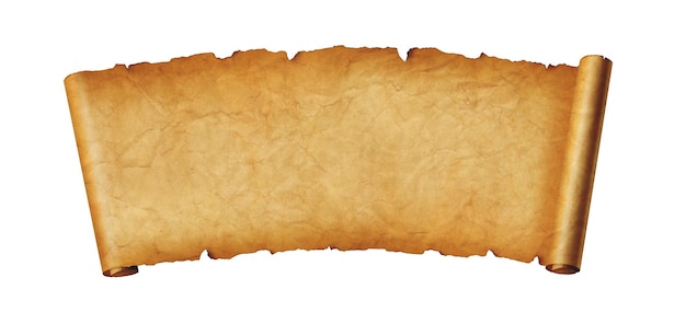 Old paper horizontal banner Parchment scroll isolated on white