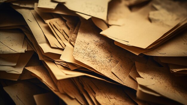 Old Paper Sheets with Clip on Grunge Cardboard Texture