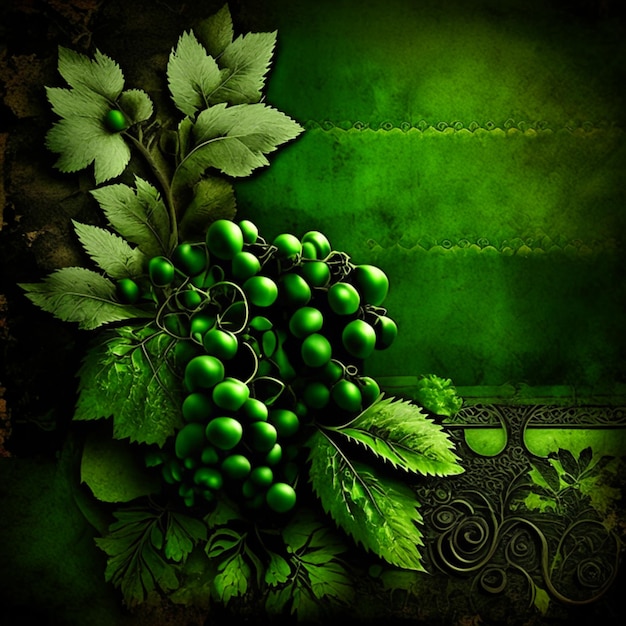 Old paper texture black and green grape background