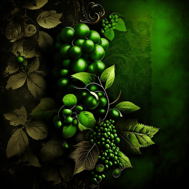 Old paper texture black and green grape background