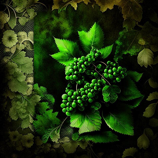 Photo old paper texture black and green grape background