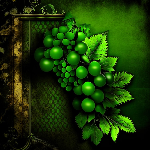 Old paper texture black and green grape background