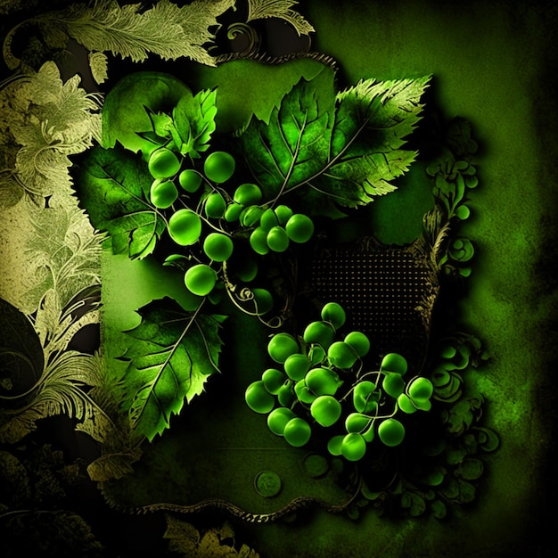 Photo old paper texture black and green grape background