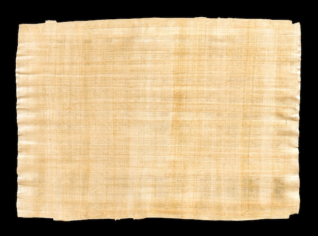 Old papyrus texture isolated on black background