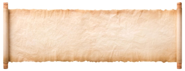 Old parchment paper scroll sheet vintage aged or texture isolated on white background