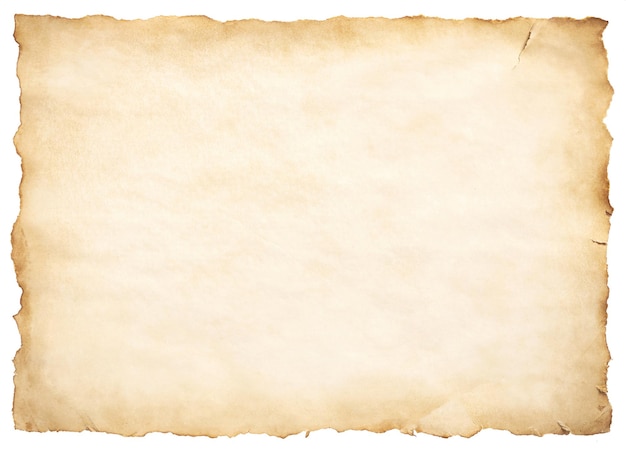 Photo old parchment paper sheet vintage aged or texture isolated on white background