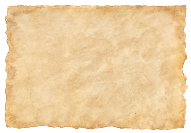 Photo old parchment paper sheet vintage aged or texture isolated on white background