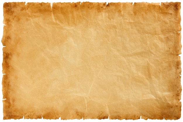 Photo old parchment paper sheet vintage aged or texture isolated on white background