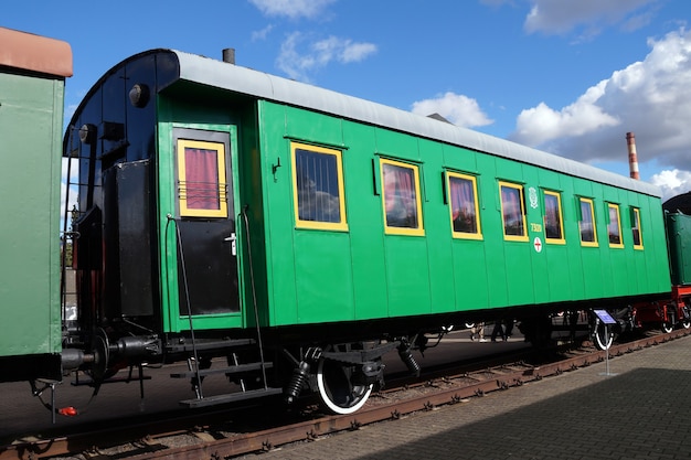 Old passenger railway car in the Museum