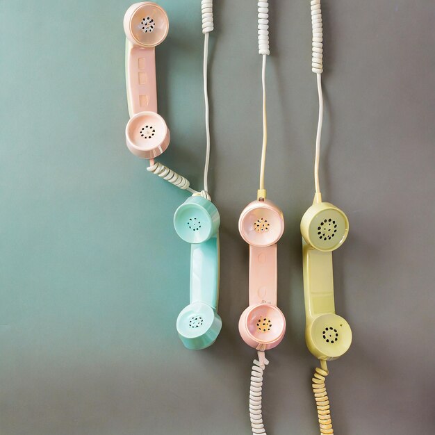 Photo old pastel stationary phone handsets