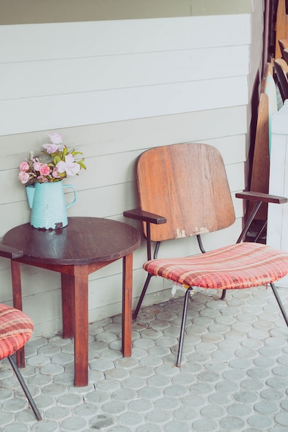 old patio table and chair