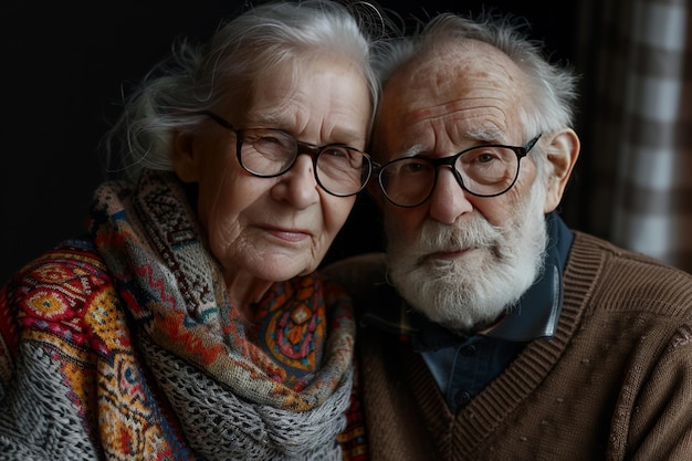 Old people couple man and woman portrait