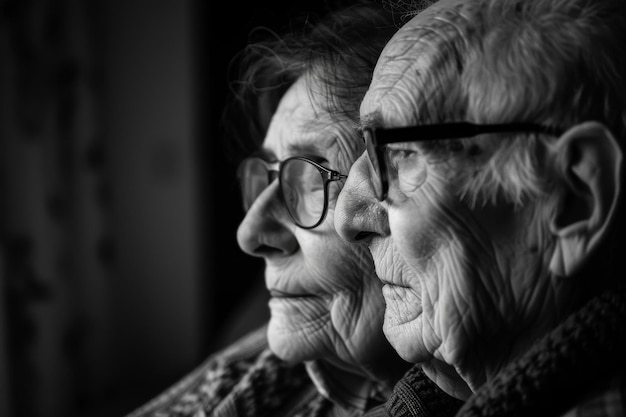 Old people couple man and woman portrait