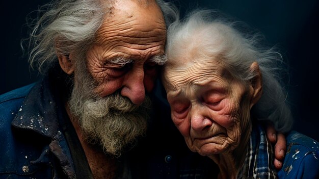 Foto vecchi persone nonni piangono tristemente insieme generativa ai senior