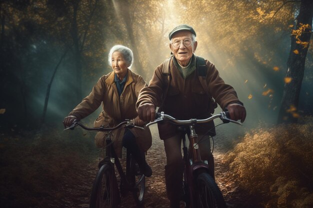 Old people healthy lifestyles Gym Fitness doing sport Elderly people hiking and happy fitness relax trekking together Health wellness sport active lifestyle motivation with cardio