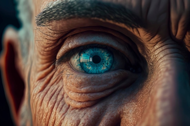 Old person eye closeup