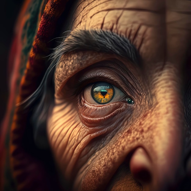 Old person eye closeup