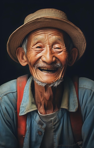 中国から来た老人の笑顔