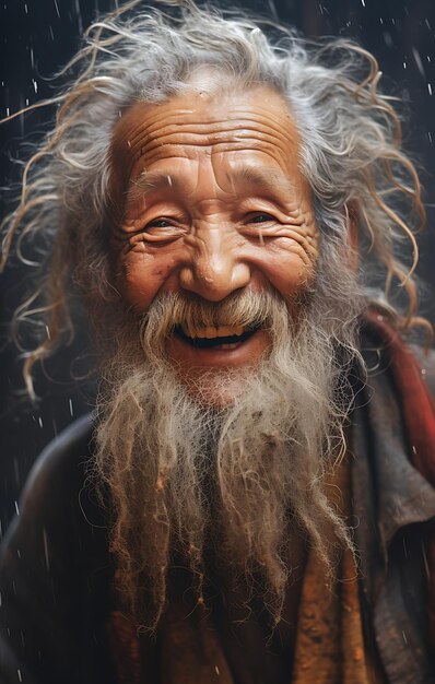 Foto faccia sorridente di una persona anziana dalla cina