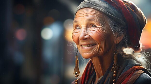 Old person from china smile face