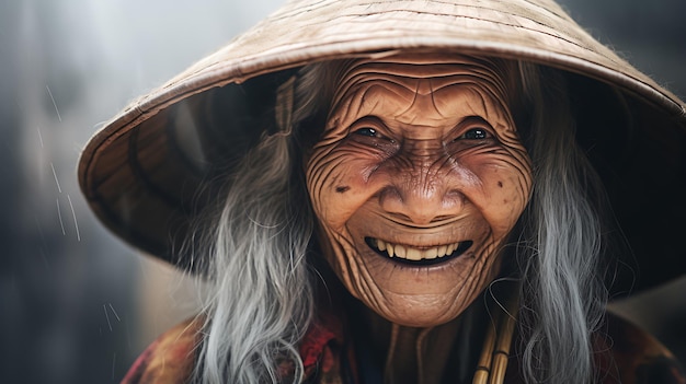 old person from china smile face