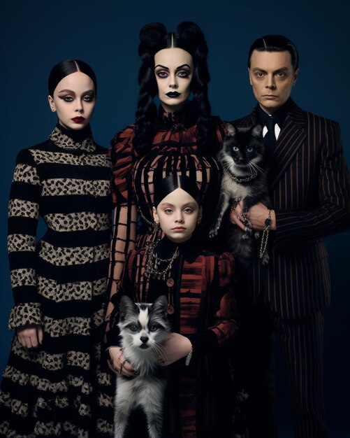 old photo Reinterpretation of the Addams Family for Halloween