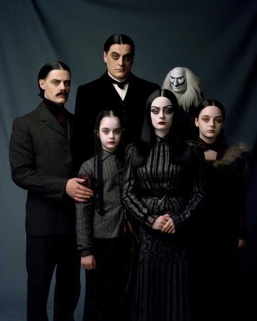 old photo Reinterpretation of the Addams Family for Halloween