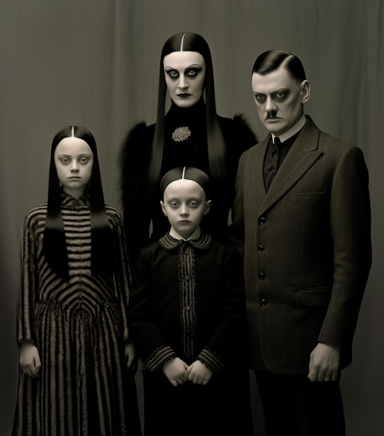 old photo Reinterpretation of the Addams Family for Halloween