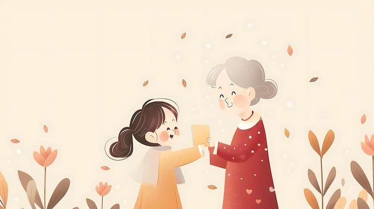 Photo 은 여자 와 나이 든 여자 가 카드 를 들고 있는 은 사진