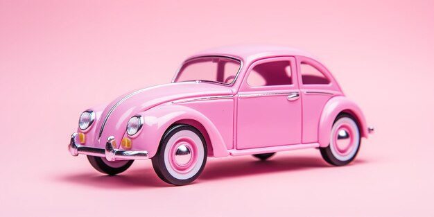Old pink automobile isolated on a pink backdrop generative ai