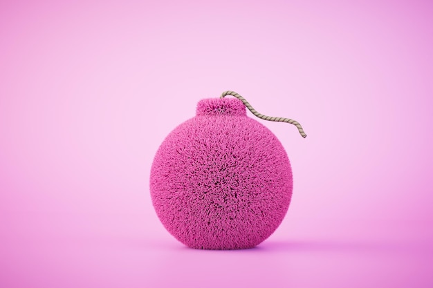 An old pink bomb on a pastel background 3d render