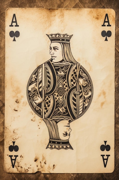 old playing card used paper background with one line