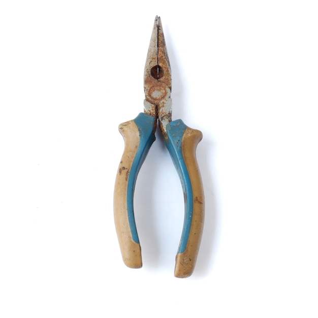 Old pliers isolated on a white background