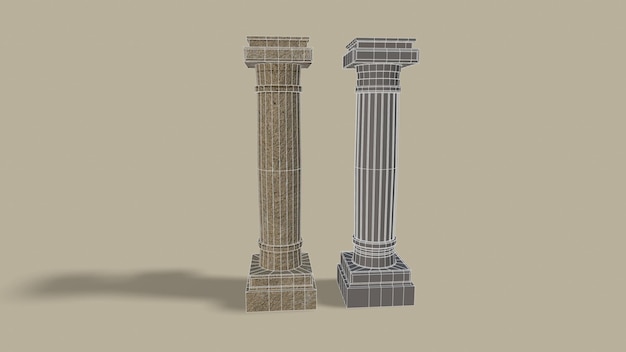 Old poles isolated on the background 3drendering