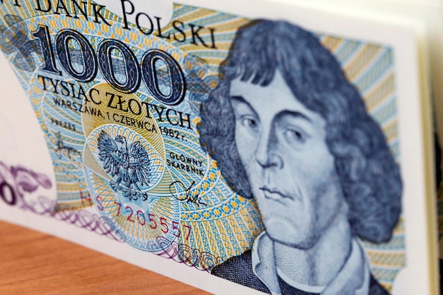 Old Polish money 1000 Zloty a background