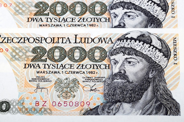 Old Polish money 2000 Zloty a backgroundx9