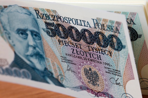 Old Polish money 500000 Zloty a backgroundx9