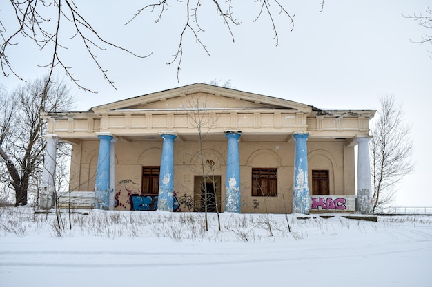 Old port building on the banks of the Volga River