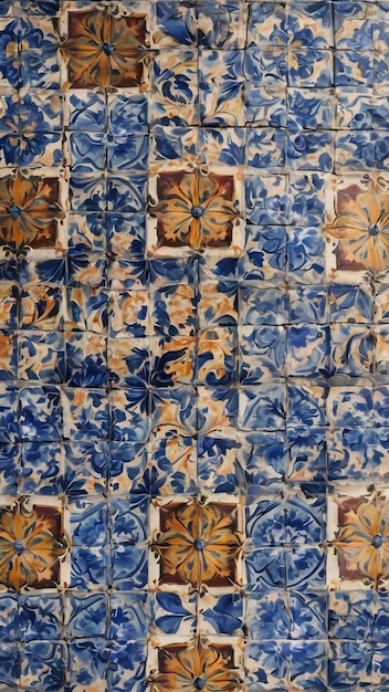 Old portugal tiles background texture