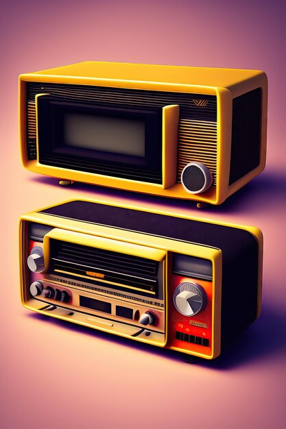 Old radio tape illustration retro 80s