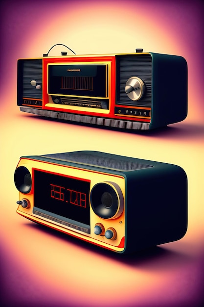 Old radio tape illustration retro 80s