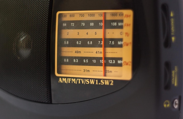 Photo old radio wave tuning scale