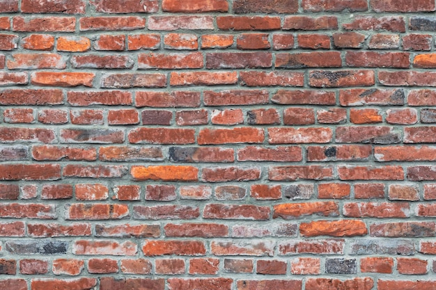 Photo old red brick wall background mockup for designer