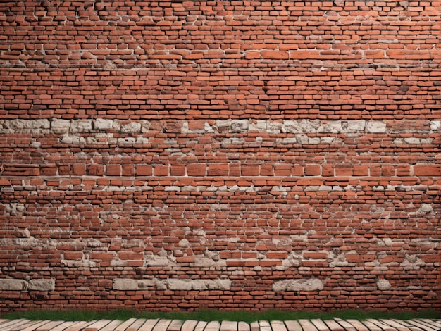 Photo old red brick wall background wide panorama of masonry