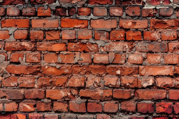 Old red brick wall background wide panorama of masonry