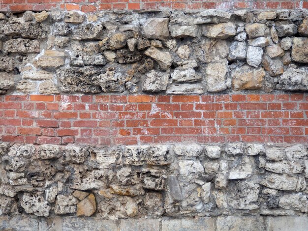 Old red brickwork Layers of stones Ancient work Kremlin wall Historical place Architectural monument