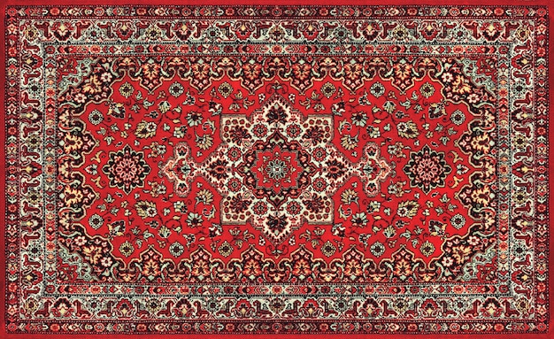 Photo the old red persian carpet texture, abstract ornament